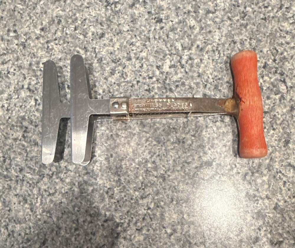 Foley Spring Loaded Chopper Stainless Blades Red Wood Handle